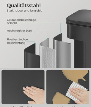 SONGMICS Keukenprullenbak 40L met Pedal en Deksel - RVS