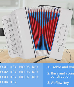 Mini Accordion Speelgoed voor Kinderen - 10 Toetsen Muziekinstrument van ABS Materiaal