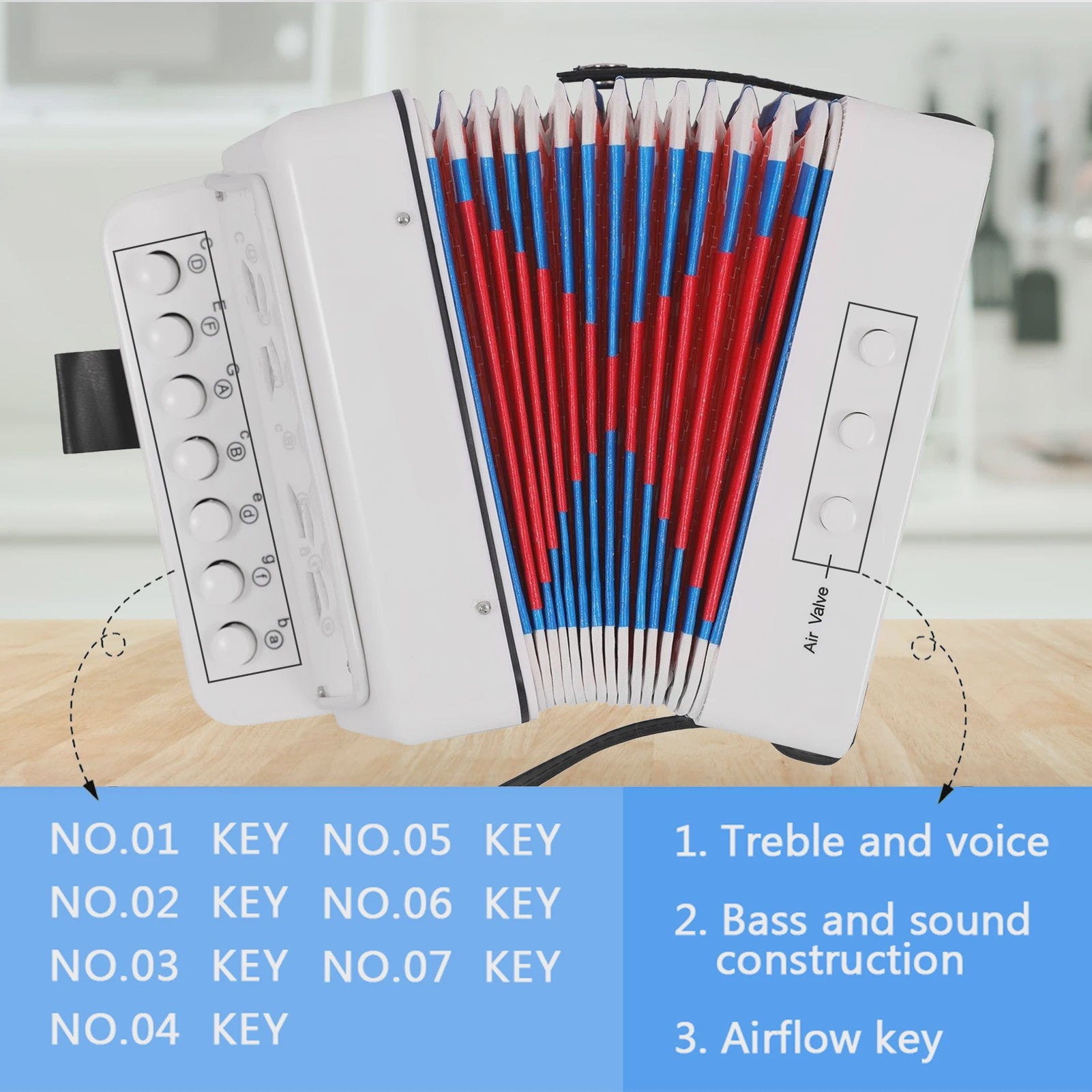 Mini Accordion Speelgoed voor Kinderen - 10 Toetsen Muziekinstrument van ABS Materiaal