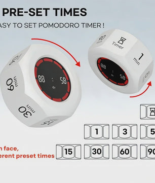 Visuele Flip Timer Kubus met LED Scherm & Gravity Sensor - Tijdmanagement Tool