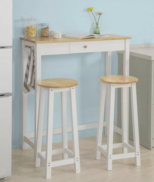 Compacte Bartafel Set met 2 Krukken, Lade en Haken - Ideaal voor Keuken en Bistro