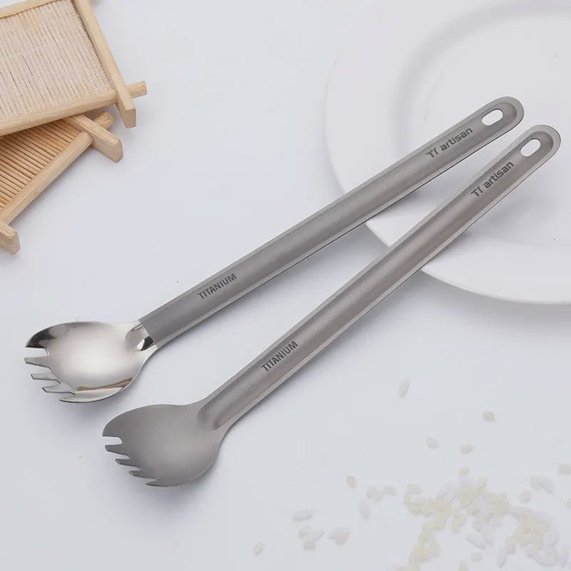 Tiartisan Titanium Spork: Ultralichte Lange Lepel & Vork voor Outdoor Avonturen