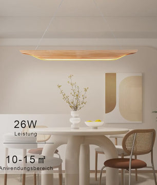 Moderne Houten LED Pendellamp 90cm - Dimbare Hanglamp met Afstandsbediening voor Eettafel, Woonkamer, Keuken