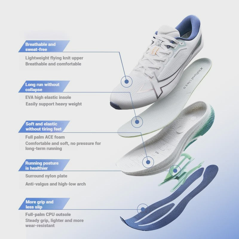 Xtep 2000km Plus Heren Hardloopschoenen - Lichtgewicht, Antislip & Slijtvast