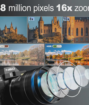 4K Digitale Camera 48MP met 16x Zoom, Draaibaar Scherm & Macro Lens voor Vlogging