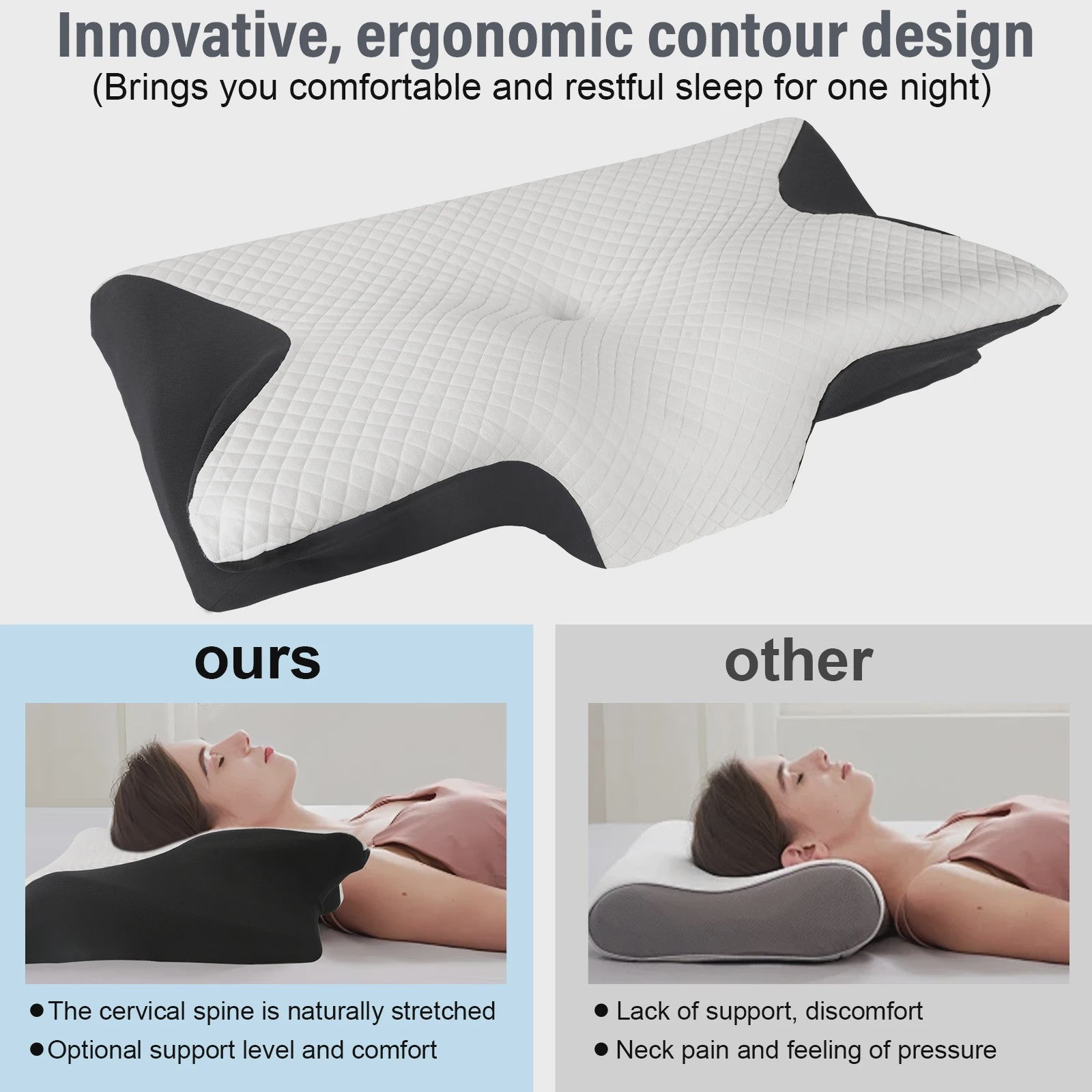 Ergonomisch Neksteun Kussen van Traagschuim - Orthopedisch Ontwerp voor Diepe Slaap