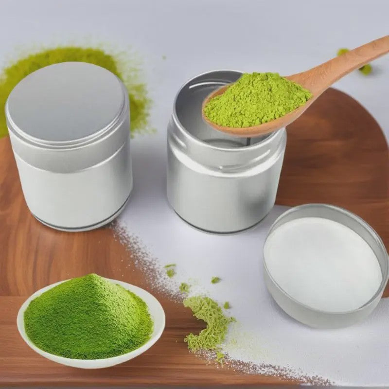 Mini Matcha Poeder Blikje - Dik Tinplate - Afsluitbare Opslagpot voor Thee & Kruiden