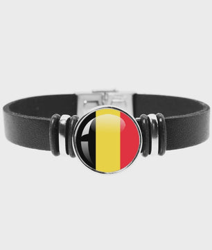 Leren Armband met Vlag van [Land] - Stijlvolle Bangle voor Dames en Heren