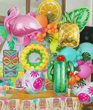 8-delige Tropische Feestballonnen Set met Flamingo, Ananas, Cactus & Citrus