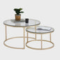 Set van 2 Koffie- en Salontafels: Marmerlook & Hout, Rond en Duurzaam