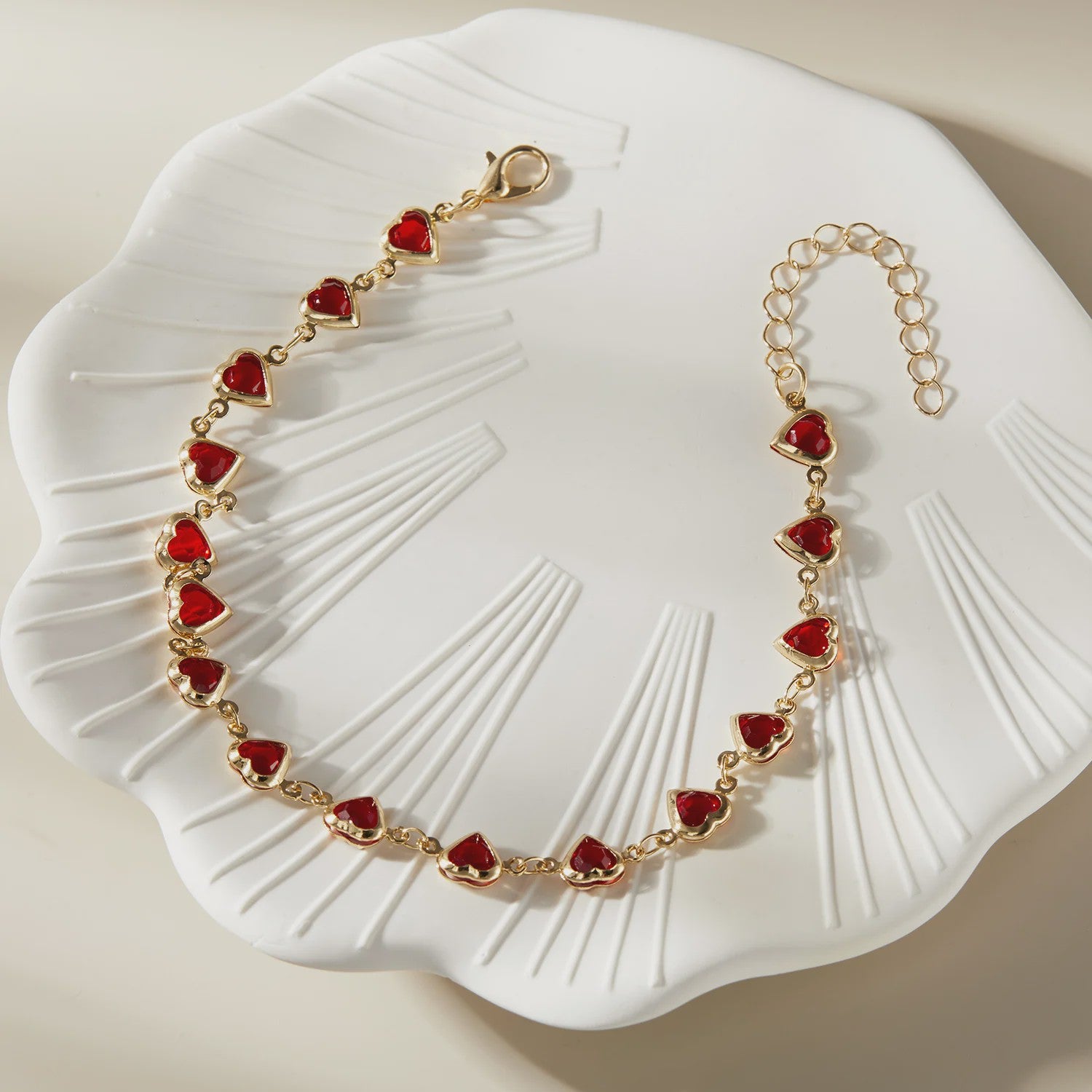 Vintage Boho Ankelbandje met Hartjes & Kristallen - Kleurrijk Zomer Sieraden voor Dames