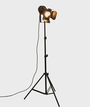 Industriële Tripod Vloerlamp - Retro Studio Verlichting Zwart