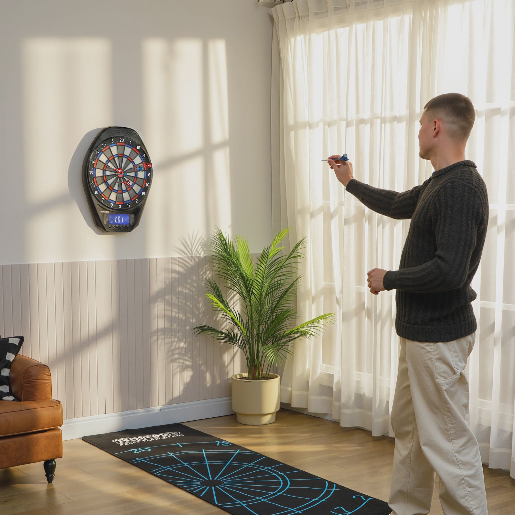 Sportnow Elektronisch Dartbord met LED Scherm, 34 Spellen en 6 Darts - Multicolor