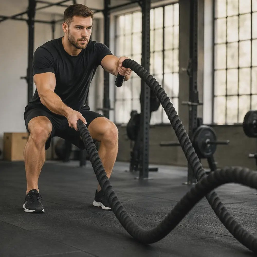 Zwarte Battle Rope 6m (4.5kg) - Duurzaam Polyester Trainingsmateriaal voor Thuis en Buiten