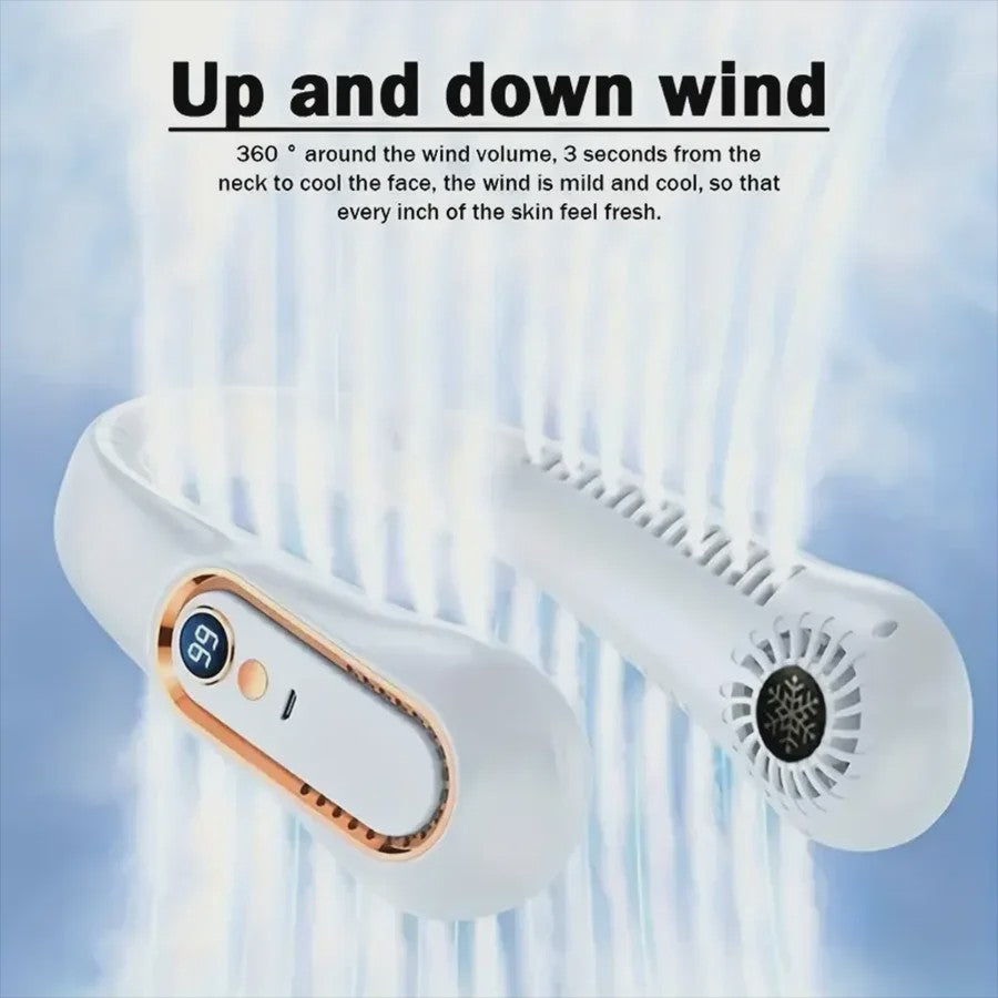 Draagbare Nekventilator met LED Display - 5 Snelheden & Bladloos Ontwerp