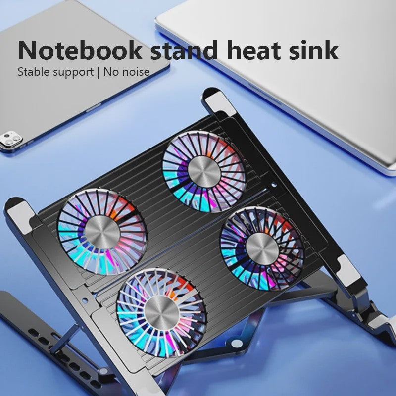 Opvouwbare Laptop Koeler Stand met 4 Ventilatoren - Verstelbaar & Draagbaar