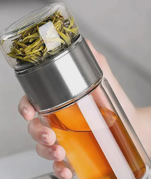 Dubbellaagse Glazen Theefles met Infuser - 420ml - Hittebestendig Borosilicaatglas