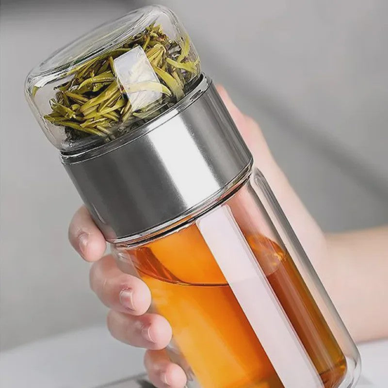 Dubbellaagse Glazen Theefles met Infuser - 420ml - Hittebestendig Borosilicaatglas