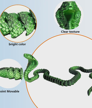 Flexibele 3D Geprinte Cobra Statue - Kleurrijk & Buigzaam - 90cm & 130cm - Uniek Cadeau