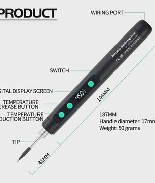 15W USB Slimme Soldeerbout Set met Temperatuurregeling en Type-C