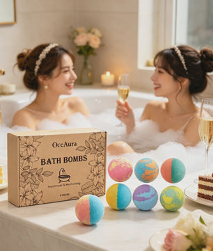 OceAura Luxe Badzout Set - 6x Ontspannende Bath Bombs met Lily, Rose & Rosemary - Huidverbeterend & Hydraterend