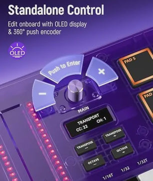 Synido Tempokey K25 USB MIDI Keyboard Controller met Drum Pads en OLED Scherm