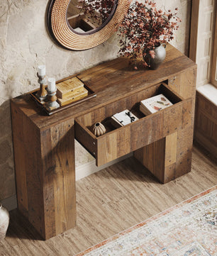 Rustieke Houten Console Tafel met Lade - 100 cm - Entree, Woonkamer, Banktafel