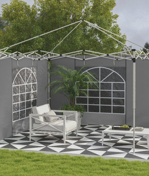 Outsunny Tentzijwanden 300x200 cm met Grijs Raam - 2 Panelen