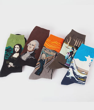 Unieke Kunst Sokken: Van Gogh Sterrennacht & Mona Lisa - Stijlvolle Katoenen Sokken voor Dames en Heren