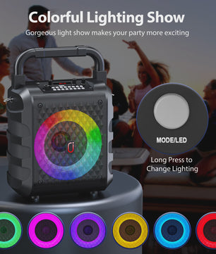 Draagbare Karaoke Speaker met Microfoon en LED Verlichting - Draadloze Bluetooth Geluidsbox