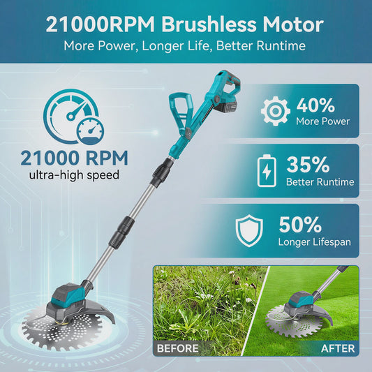 Draadloze Grasmaaier & Trimmer 9-Inch 300W - Telescopisch & Borstelloos