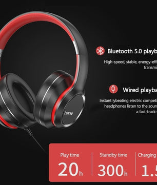 Lenovo HD200 Over-Ear Bluetooth Koptelefoon - Draadloos, Opvouwbaar, Noise Cancelling