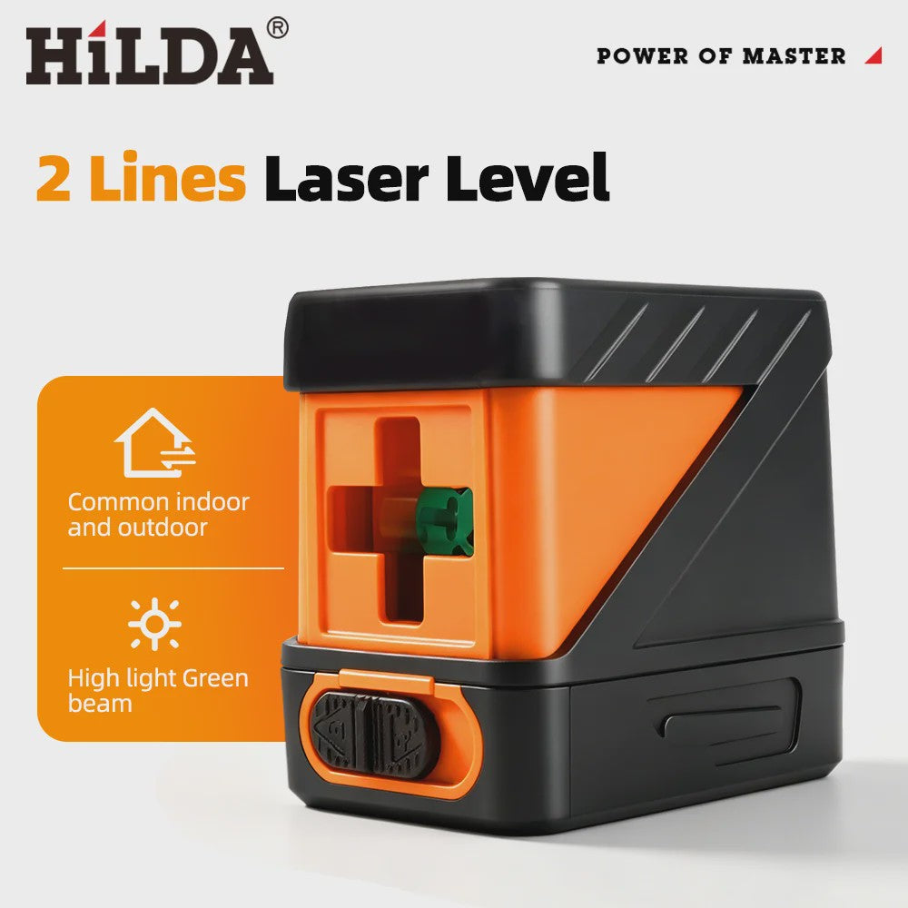 HILDA Mini Groen Laserwaterpas - 2 Lijnen Zelfnivellerend voor Precisie Klussen