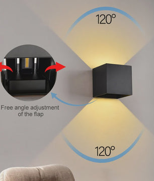 Moderne Vierkante LED Wandlamp - IP65 Waterdicht, Up/Down Verstelbaar Licht voor Buiten & Binnen