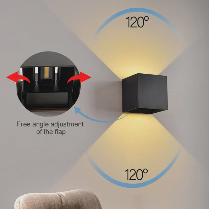 Moderne Vierkante LED Wandlamp - IP65 Waterdicht, Up/Down Verstelbaar Licht voor Buiten & Binnen