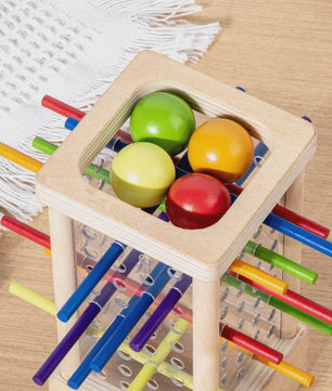 Montessori Houten Stokken Spel - Interactief Ouder-Kind Spel voor Fijne Motoriek en Kleurherkenning