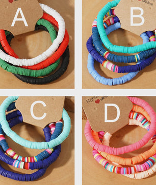 Set van 4 Kleurrijke Heishi Kralen Armbanden - Handgemaakt Boho Mixkleur Sieraden Dames 2024