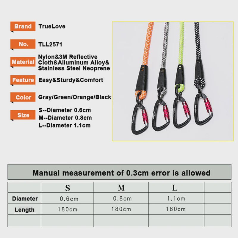 TrueLove Nylon Hondentuig met Reflecterende Haak en Neopreen Handvat