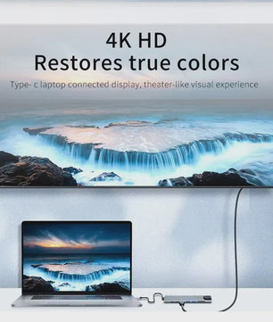 8-in-1 USB-C Hub met 4K HDMI, RJ45, SD/TF Kaartlezer & PD Snelladen