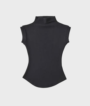 Dames Zomer Mouwloze Turtleneck Top - Slim Fit Basic T-shirt