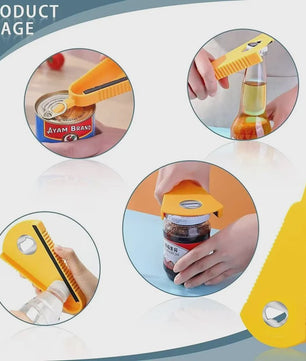 Multifunctionele Blikopener, Flesopener en Potopener - 5-in-1 Keukenhulp