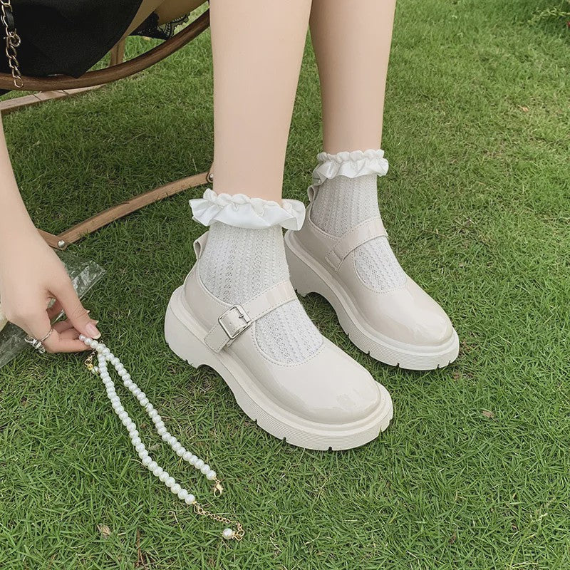Dames Mary Jane Schoenen met Parels - Comfortabel & Elegant Zwart Leer