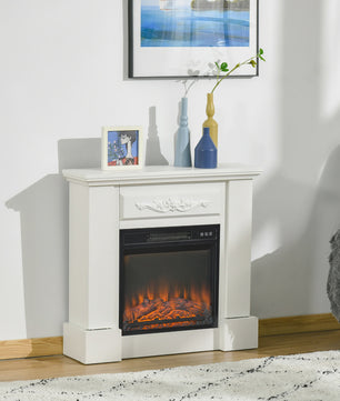 Elektrische Sfeerhaard Wit 1800W met Vlameffect, Afstandsbediening en Timer