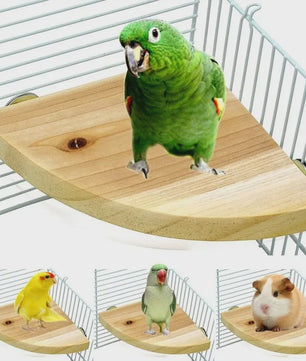 Houten Vogel Speelplatform & Zitstok voor Kooi - Geschikt voor Papegaaien, Parkieten & Knaagdieren