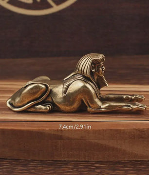 Egyptische Leeuwenkop Messing Beeldje - Vintage Oud Egyptisch Decoratie Ornament