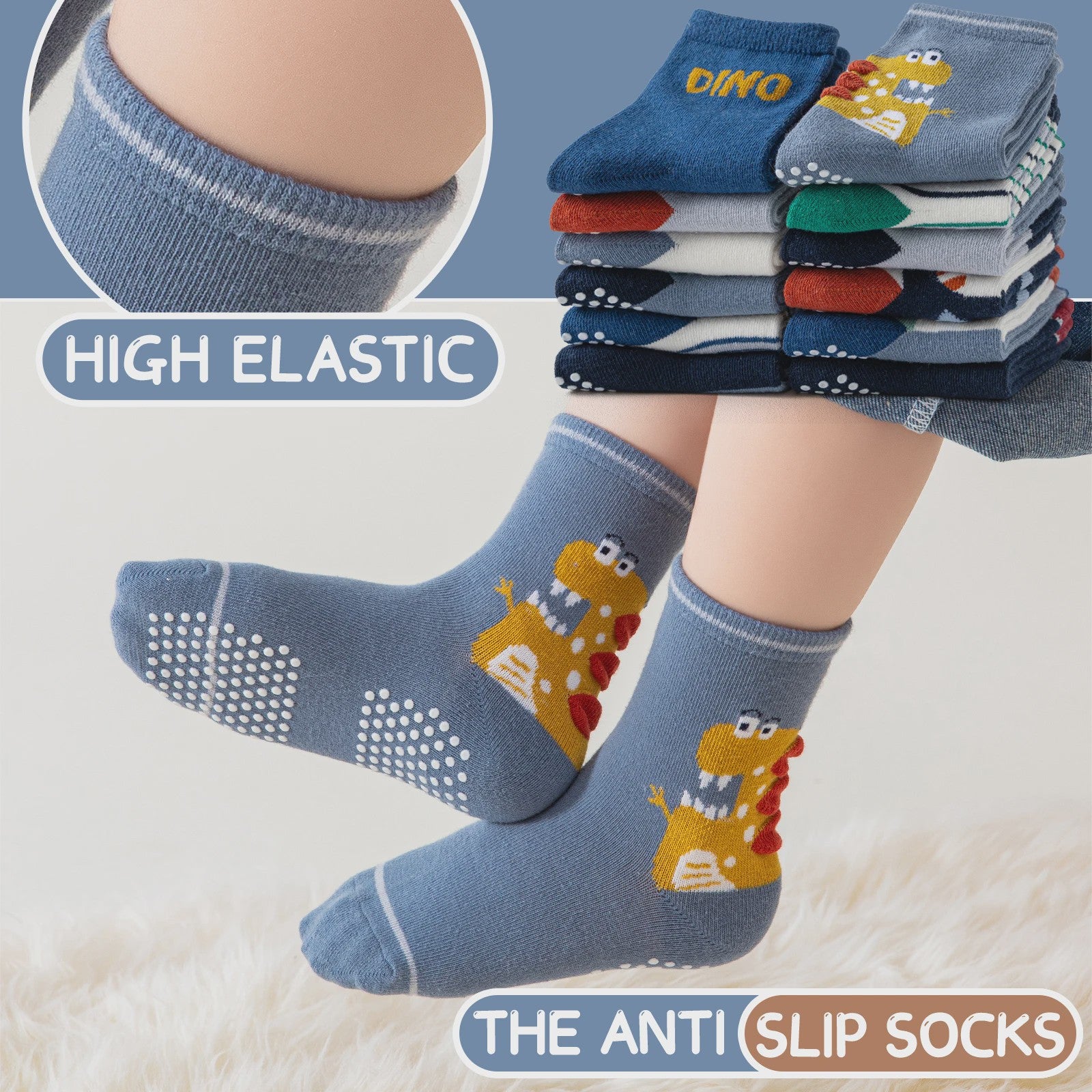 12 Paar Babysokken Jongens met Antislip - Katoen, Zacht & Veilig