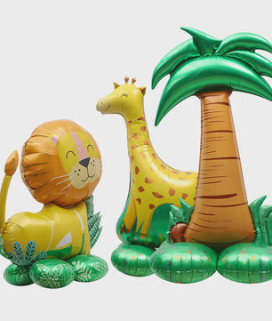Grote 4D Folieballonnen Leeuw & Giraf - Jungle Safari Thema Verjaardag Feestdecoratie Kinderen