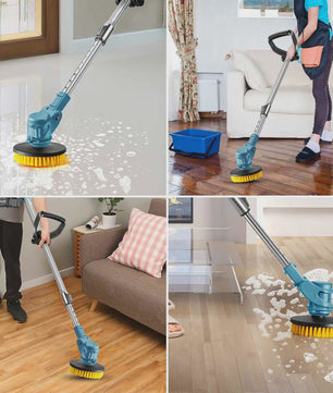 Draadloze Spin Scrubber: 800W Elektrische Schoonmaakborstel met Telescoopsteel & 21V Batterij