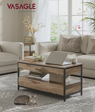 Verstelbare Salontafel met Lade en Open Vak - 100x50cm