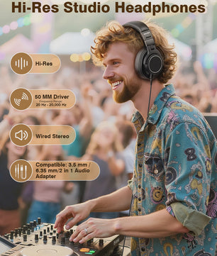 New Bee Studio DJ Koptelefoon met Microfoon - Over-Ear Hi-Res Monitor Headset